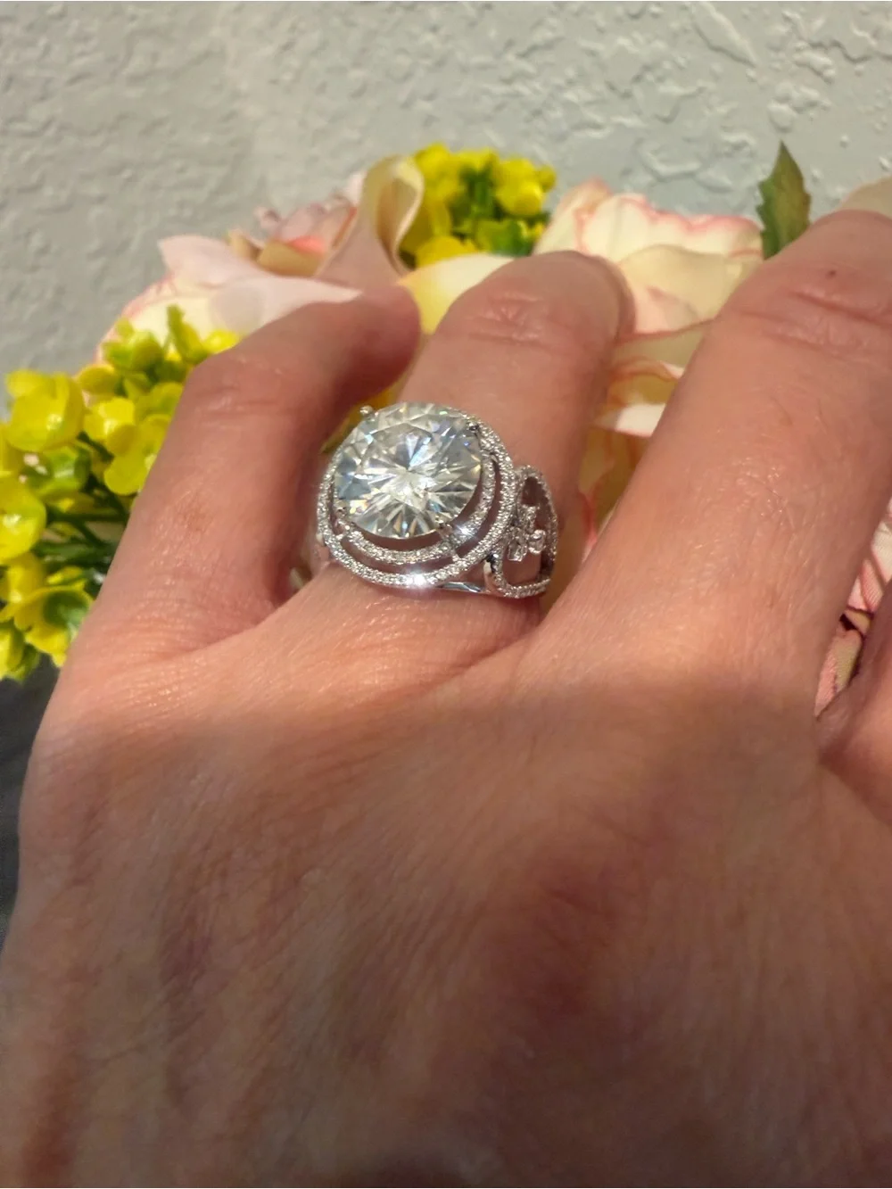 IGI 3.91ct  Round Cut F VS1 Lab Grown Set In A Semi-Mount Natural DIAMOND 14K WG